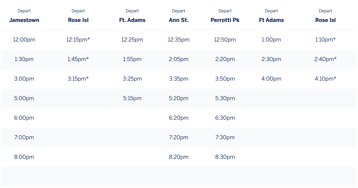 Fall Route and Schedule Jamestown Newport Ferry Newport & Jamestown